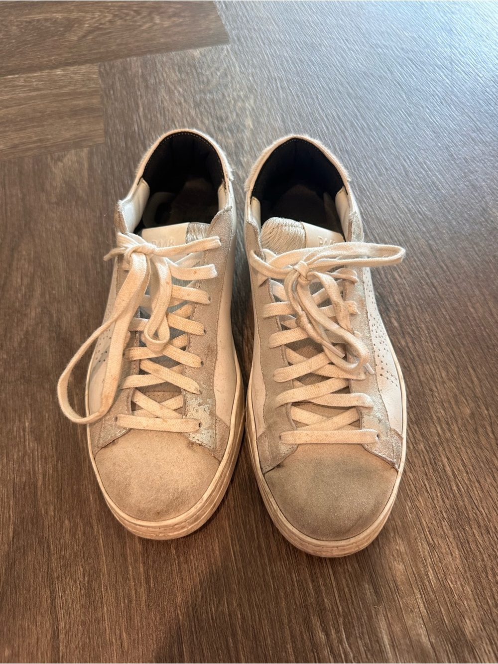 P448 Beige and White Women's Low-Top Sneakers